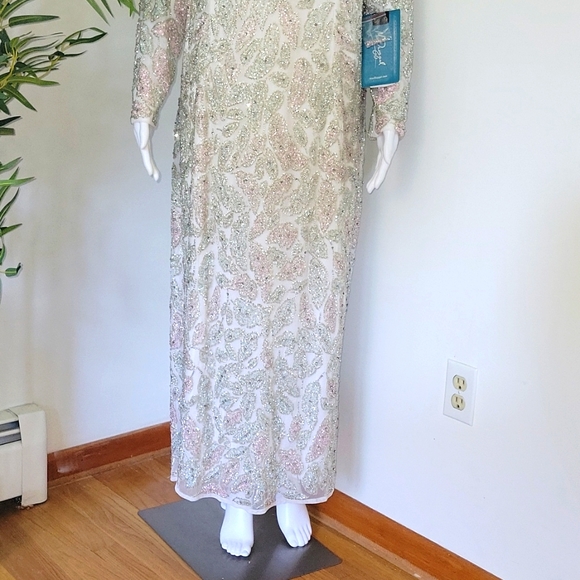 Mac Duggal 5424 Foliage Tea Length Column Dress - Picture 5 of 14